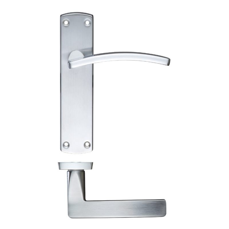 Toledo Lever Latch on Backplate 170mm x 40mm-Satin Chrome